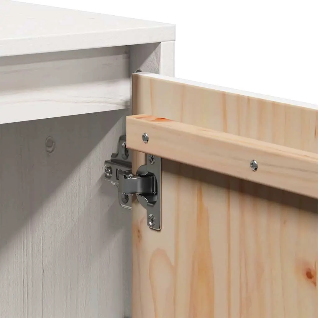 TV Cabinet White Solid Pine Wood 74x35x44 cm Storage Unit