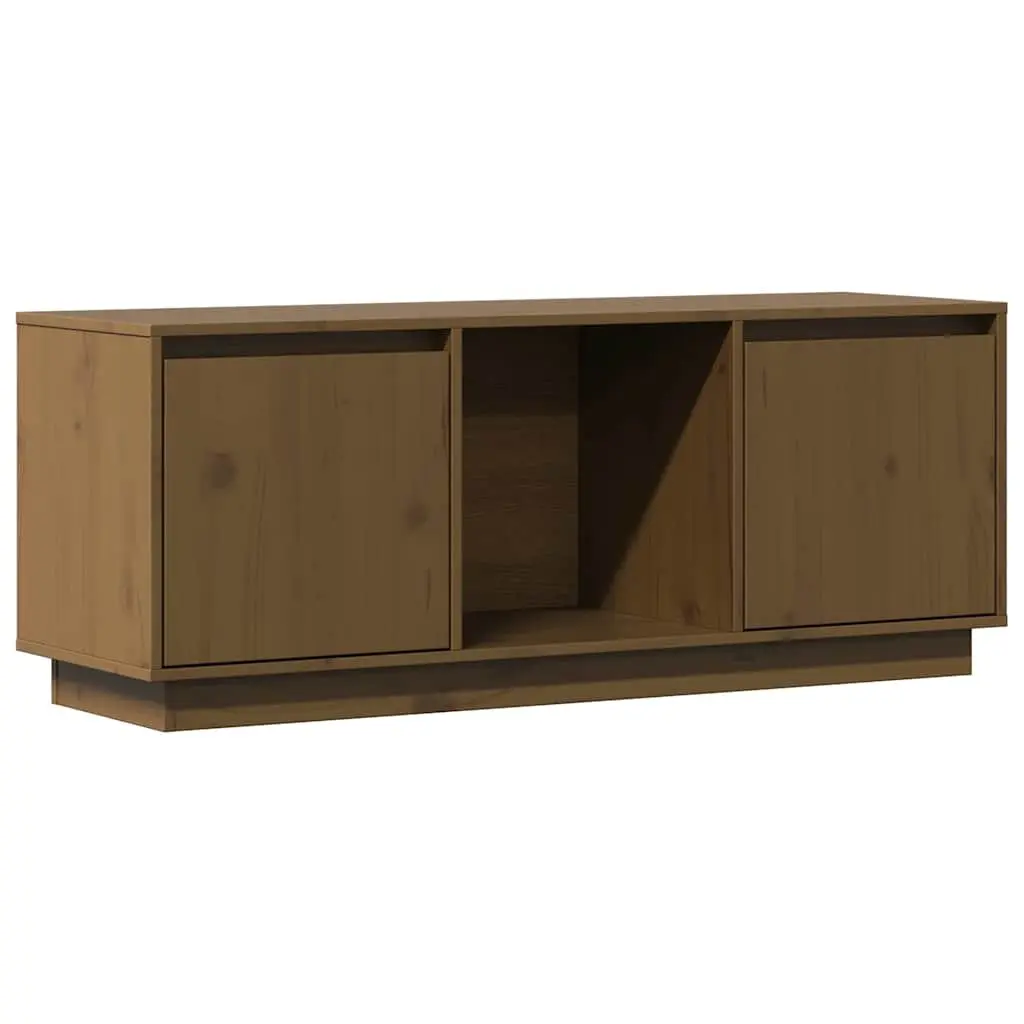 Solid Pine Wood TV Cabinet in Honey Brown