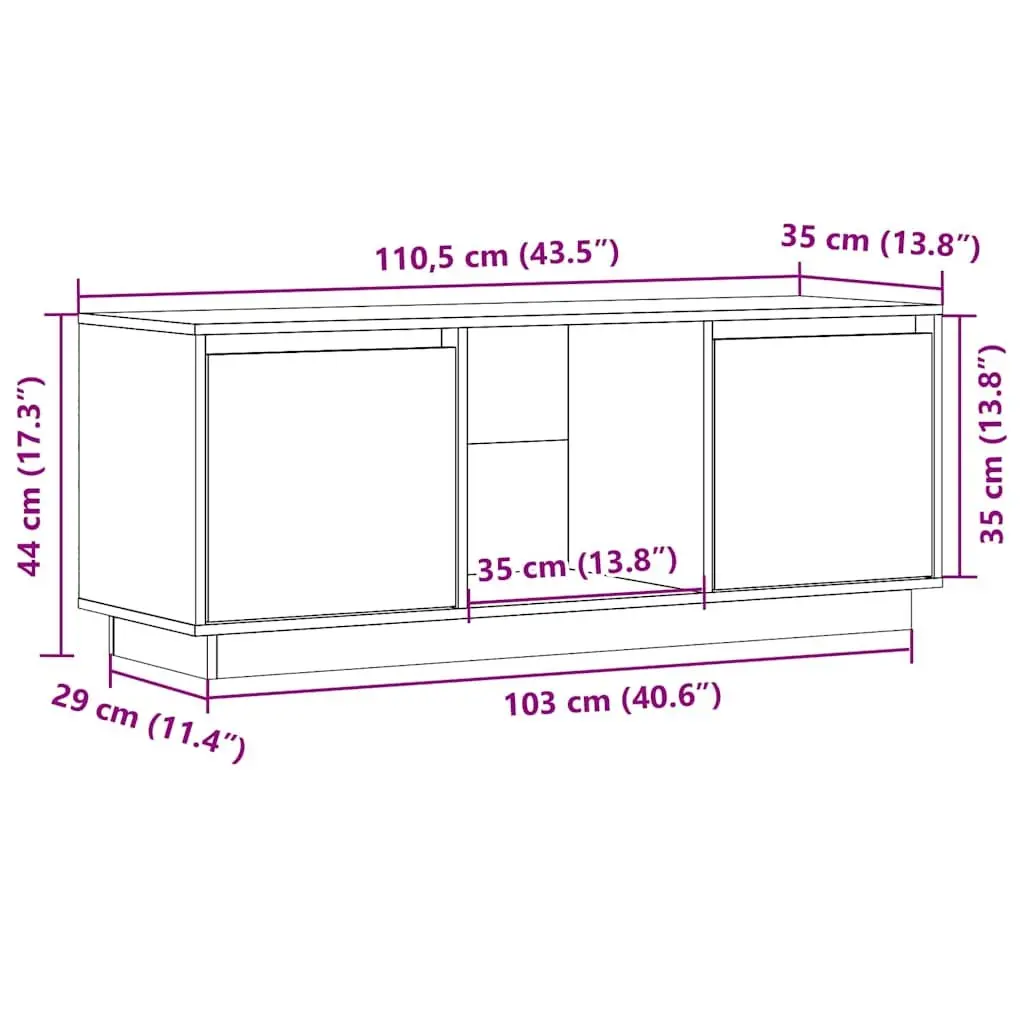 Solid Pine Wood TV Cabinet in Honey Brown