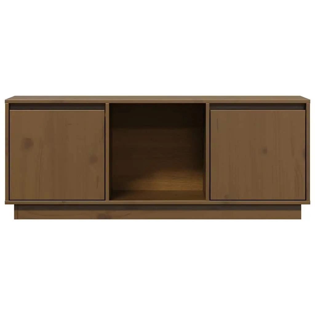 Solid Pine Wood TV Cabinet in Honey Brown