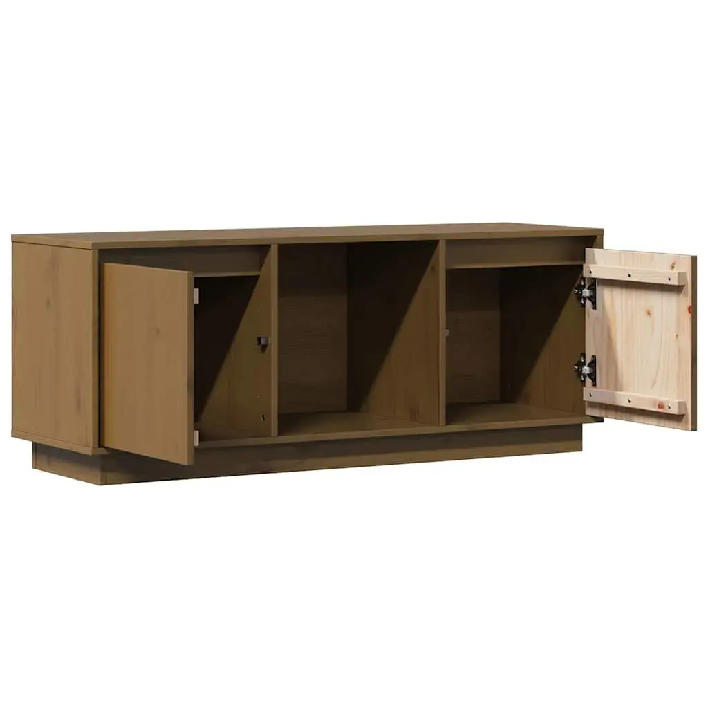 Solid Pine Wood TV Cabinet in Honey Brown