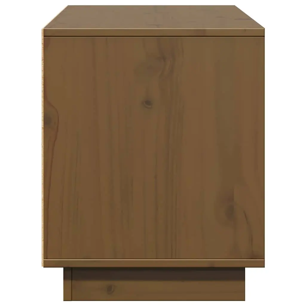 Solid Pine Wood TV Cabinet in Honey Brown