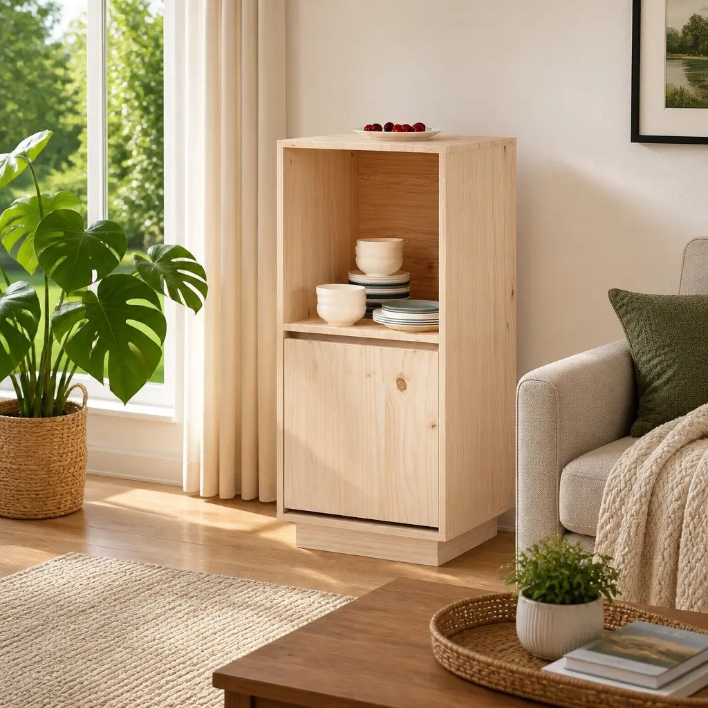 Sideboard Brown 38x35x80 cm Solid Pine Wood Cabinet Storage Living Room