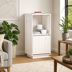 Elegant White Sideboard Cabinet in Solid Pine Wood