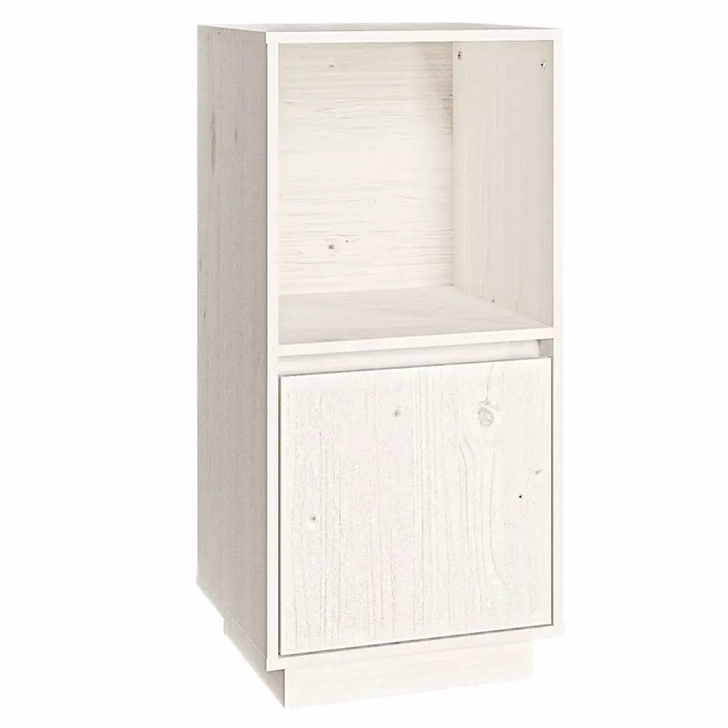 White Sideboard Cabinet Modern Style 38 x 35 x 80 cm Solid Pine Wood Storage Buffet