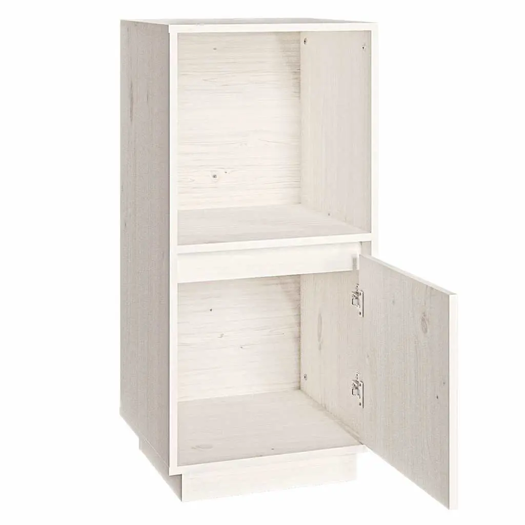 White Sideboard Cabinet Modern Style 38 x 35 x 80 cm Solid Pine Wood Storage Buffet