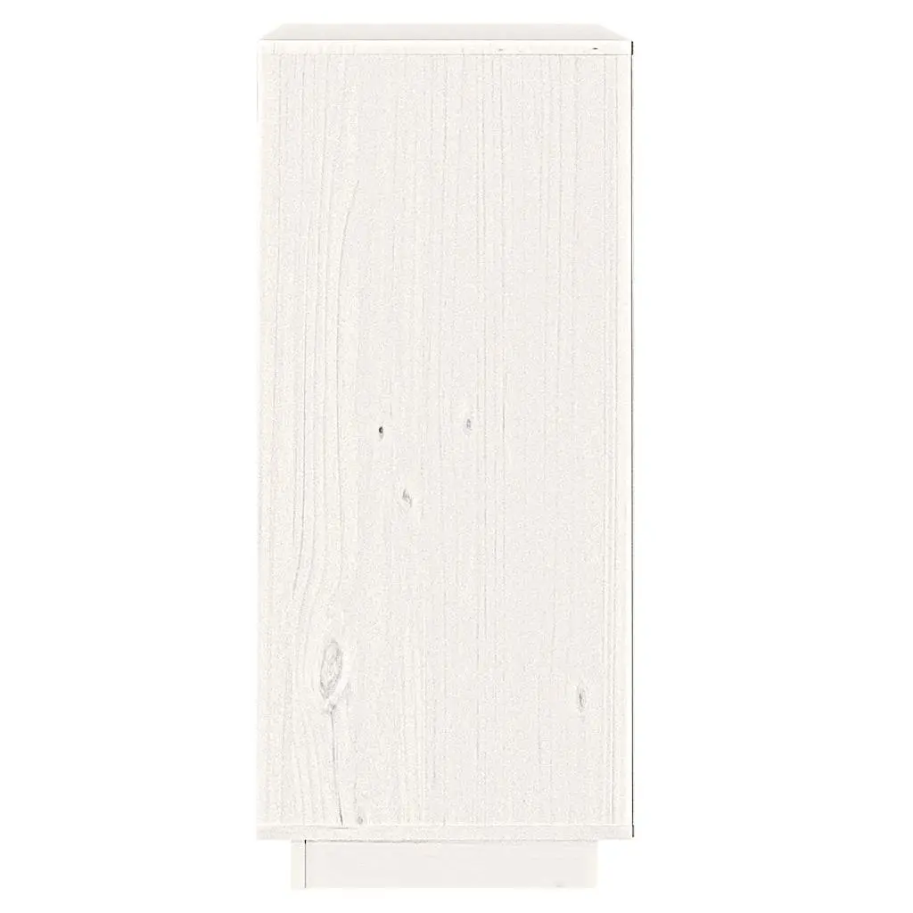 White Sideboard Cabinet Modern Style 38 x 35 x 80 cm Solid Pine Wood Storage Buffet