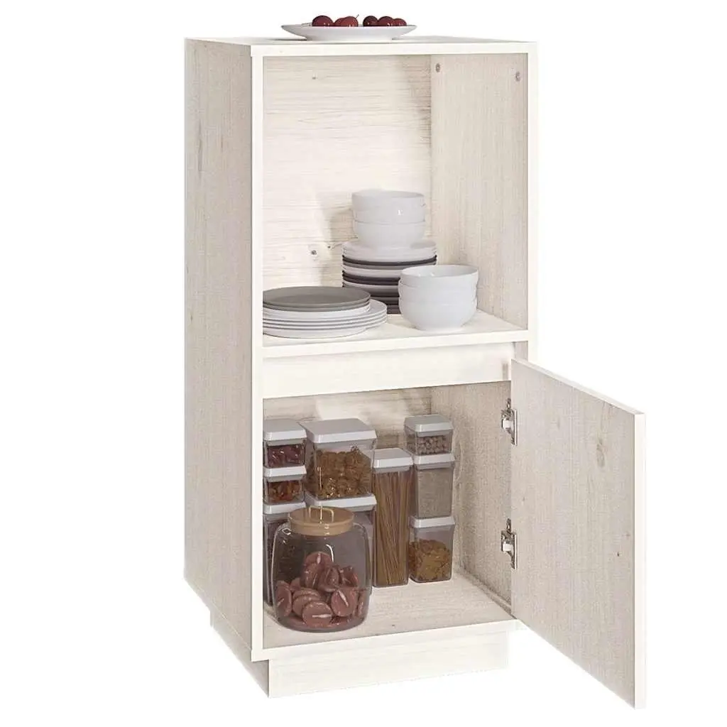 White Sideboard Cabinet Modern Style 38 x 35 x 80 cm Solid Pine Wood Storage Buffet