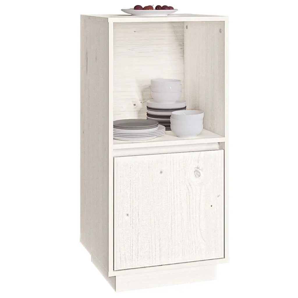 White Sideboard Cabinet Modern Style 38 x 35 x 80 cm Solid Pine Wood Storage Buffet