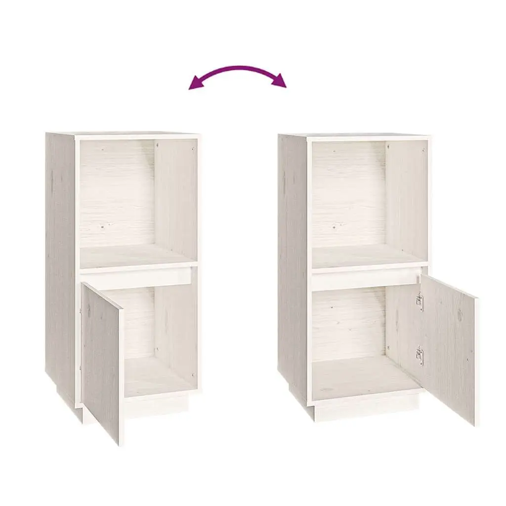 White Sideboard Cabinet Modern Style 38 x 35 x 80 cm Solid Pine Wood Storage Buffet