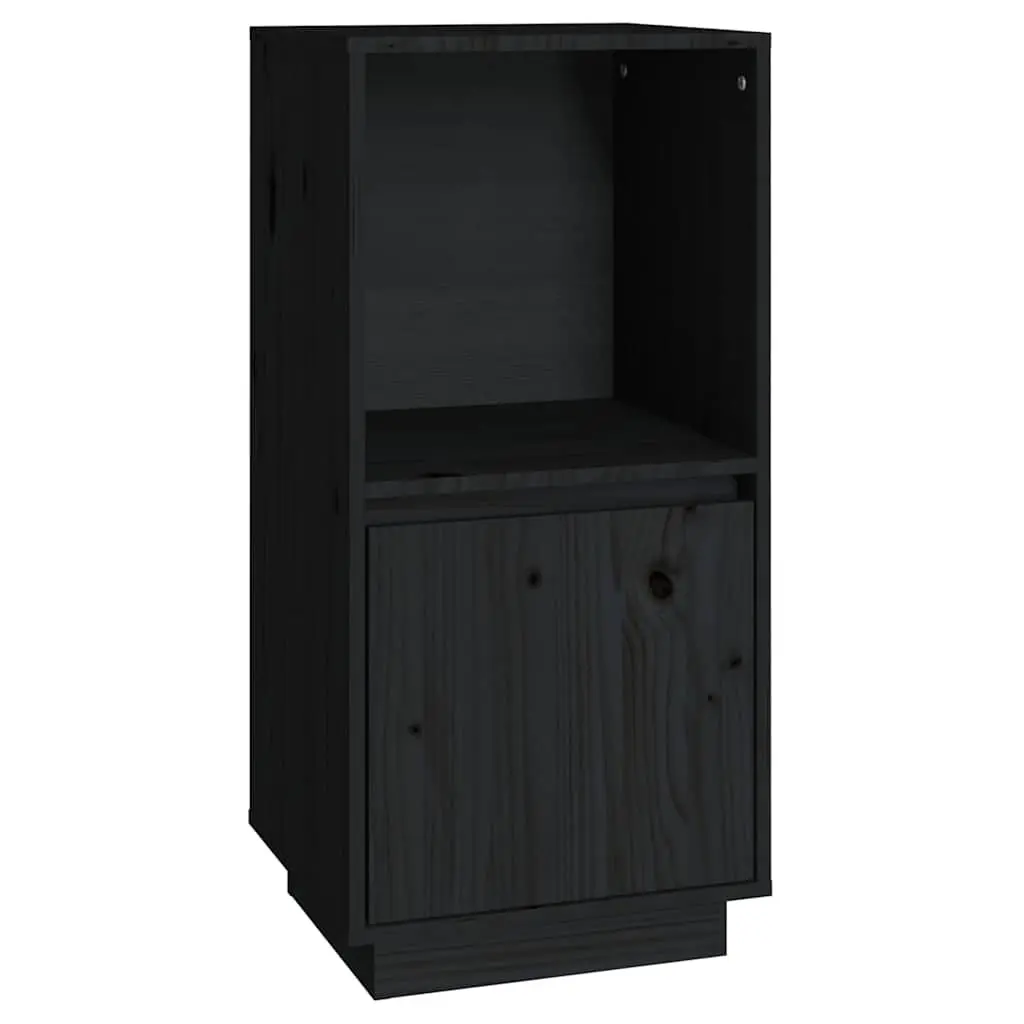 Black Sideboard Cabinet Modern Minimalist 38W x 35D x 80H cm Solid Pine Wood Storage Buffet