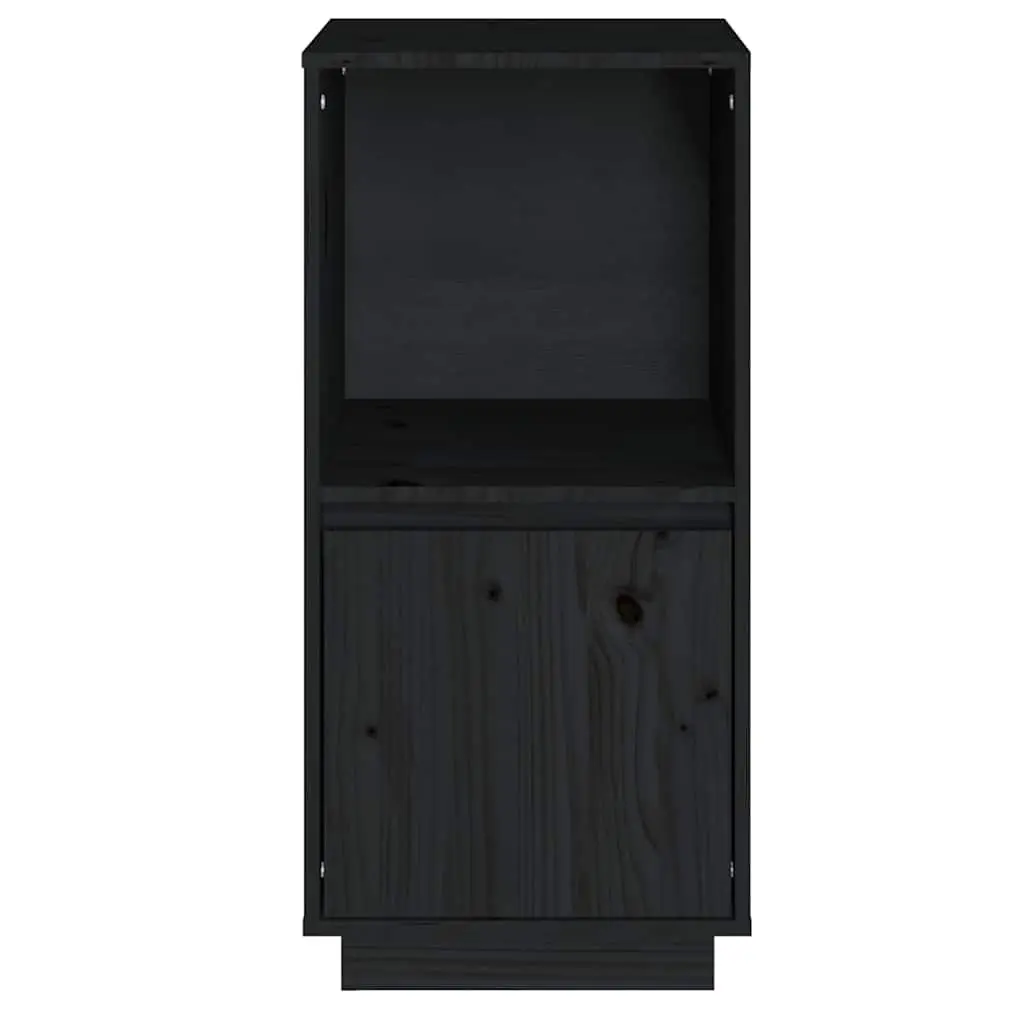 Black Sideboard Cabinet Modern Minimalist 38W x 35D x 80H cm Solid Pine Wood Storage Buffet