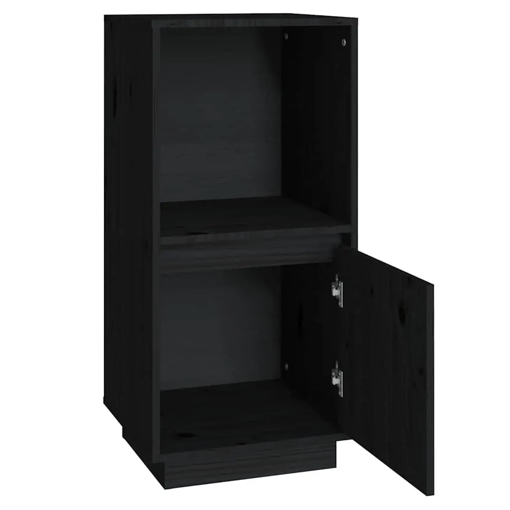 Black Sideboard Cabinet Modern Minimalist 38W x 35D x 80H cm Solid Pine Wood Storage Buffet