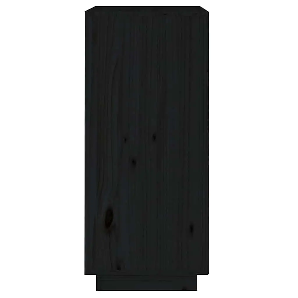 Black Sideboard Cabinet Modern Minimalist 38W x 35D x 80H cm Solid Pine Wood Storage Buffet