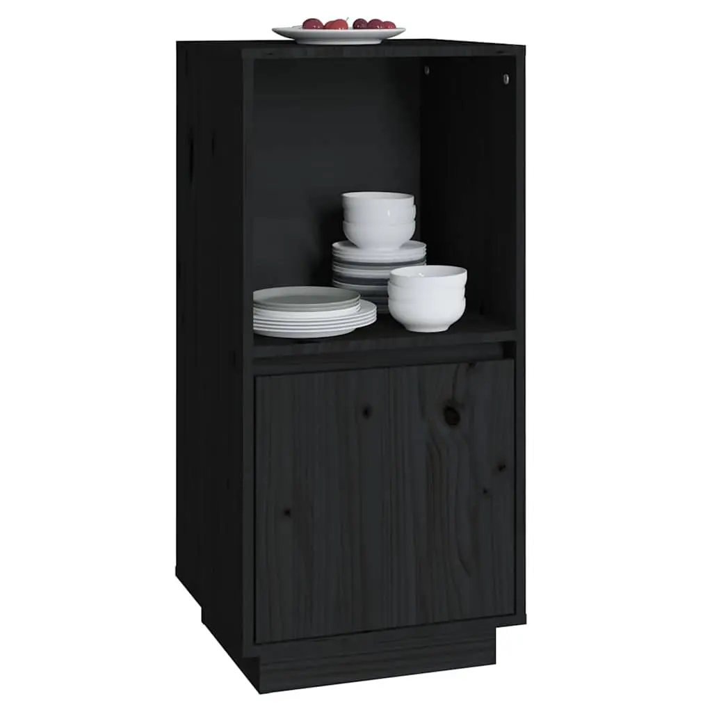 Black Sideboard Cabinet Modern Minimalist 38W x 35D x 80H cm Solid Pine Wood Storage Buffet