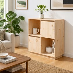 Solid Wood Pine Sideboard 74x35x80cm for Cozy Storage