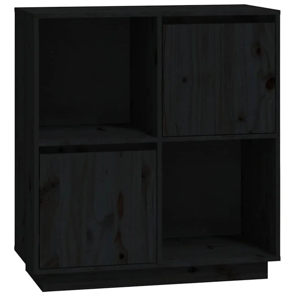 Black Sideboard Storage Cabinet in Solid Pine Wood