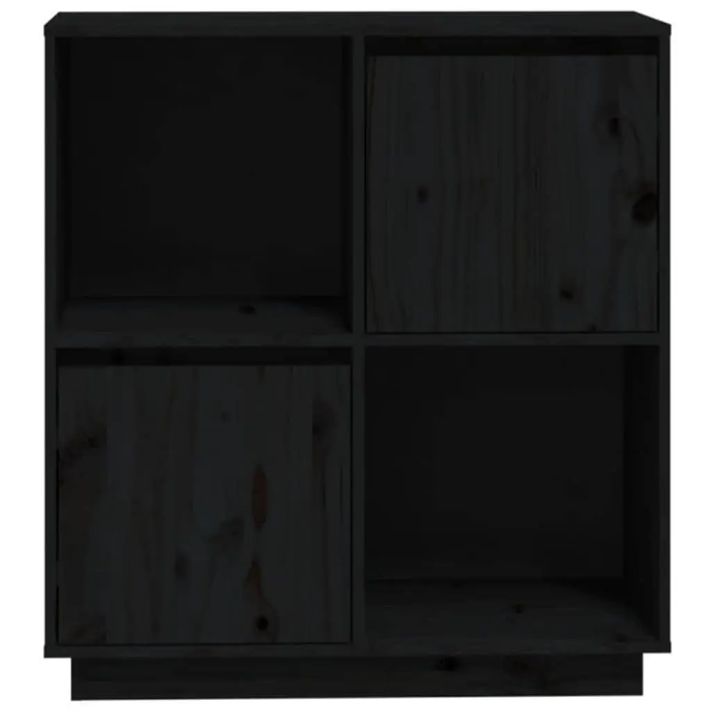 Black Sideboard Storage Cabinet in Solid Pine Wood