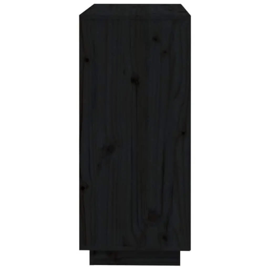 Black Sideboard Storage Cabinet in Solid Pine Wood