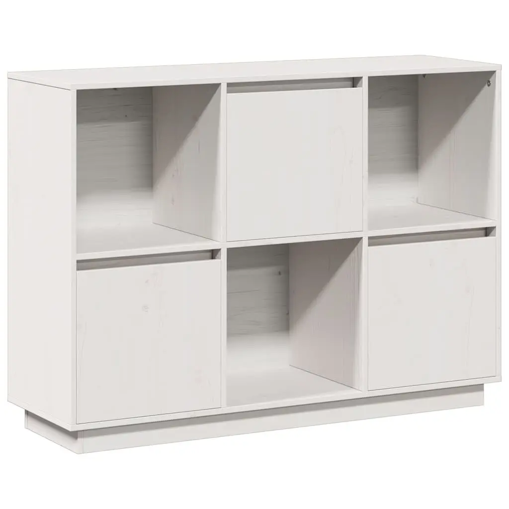 White Sideboard 110.5x35x80cm Pine Wood Cabinet