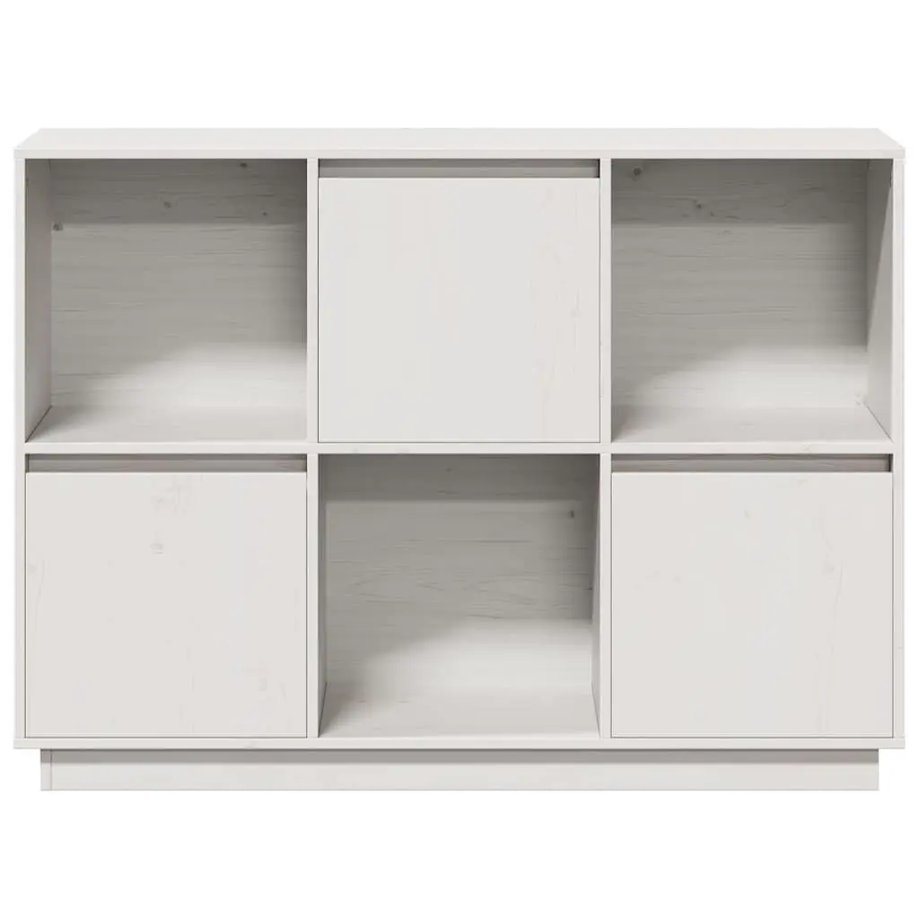White Sideboard 110.5x35x80cm Pine Wood Cabinet