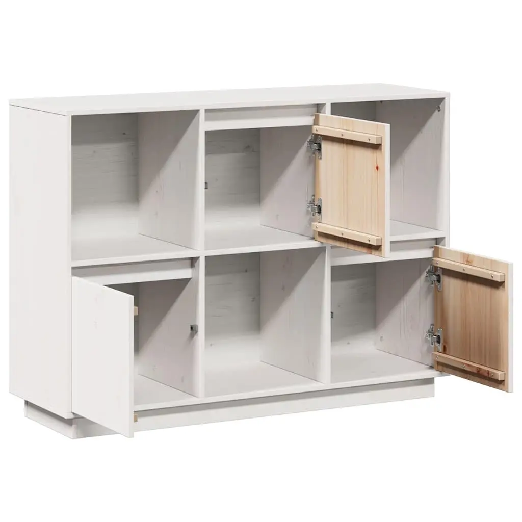 White Sideboard 110.5x35x80cm Pine Wood Cabinet