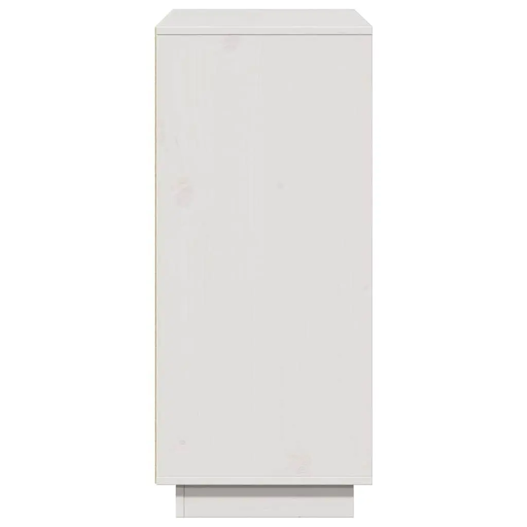 White Sideboard 110.5x35x80cm Pine Wood Cabinet