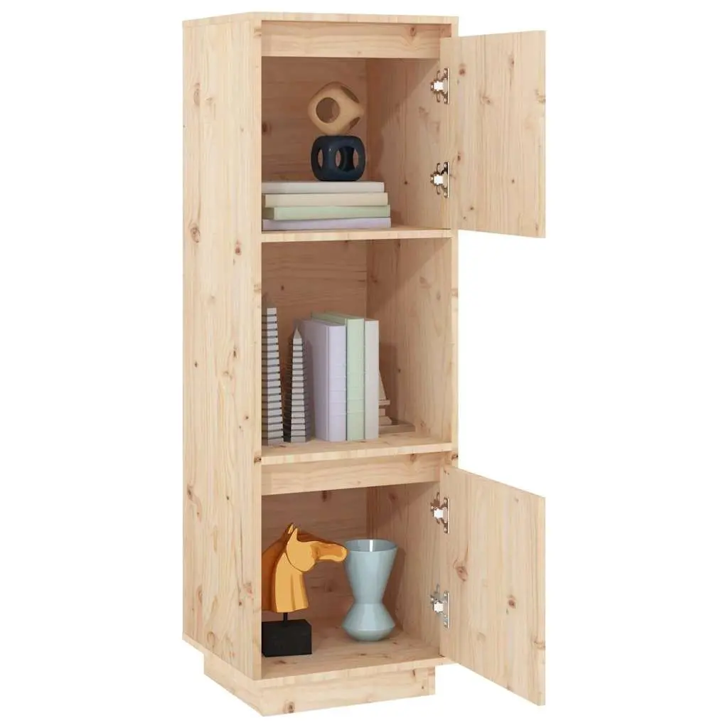 Highboard Solid Wood Pine Cabinet 38x35x117cm Brown Sideboard Storage Furniture