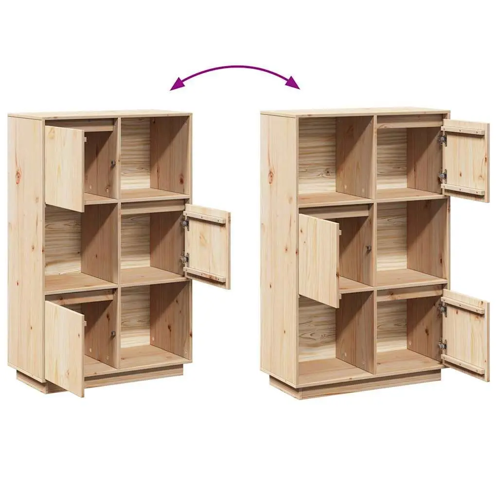 Wooden Highboard Storage Cabinet Brown Solid Pine Sideboard Buffet Furniture