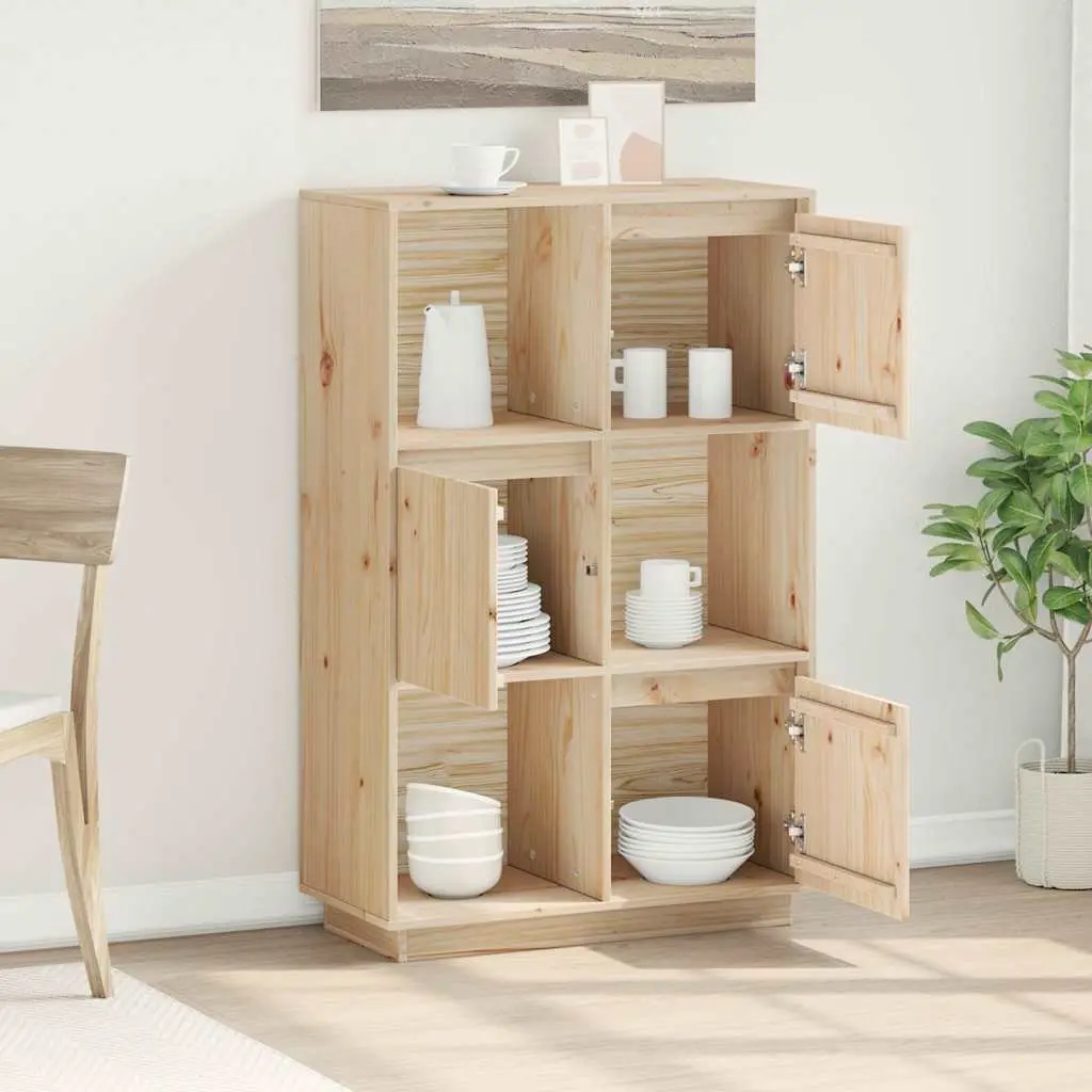 Wooden Highboard Storage Cabinet Brown Solid Pine Sideboard Buffet Furniture