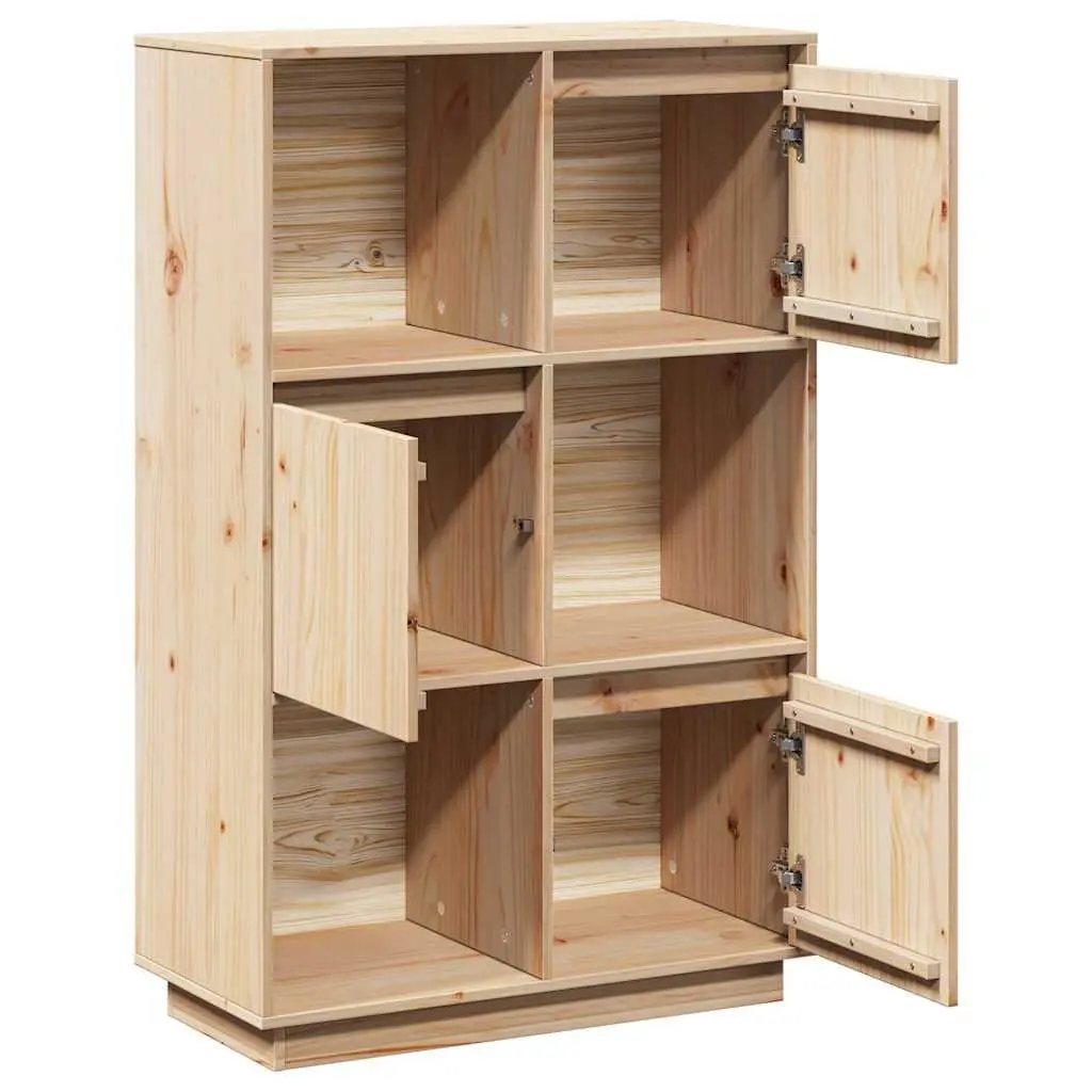 Wooden Highboard Storage Cabinet Brown Solid Pine Sideboard Buffet Furniture