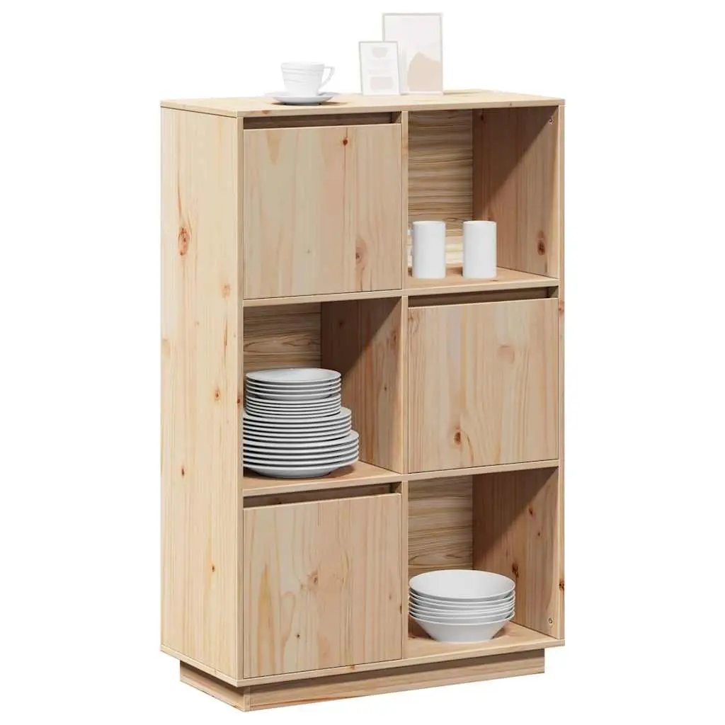 Wooden Highboard Storage Cabinet Brown Solid Pine Sideboard Buffet Furniture