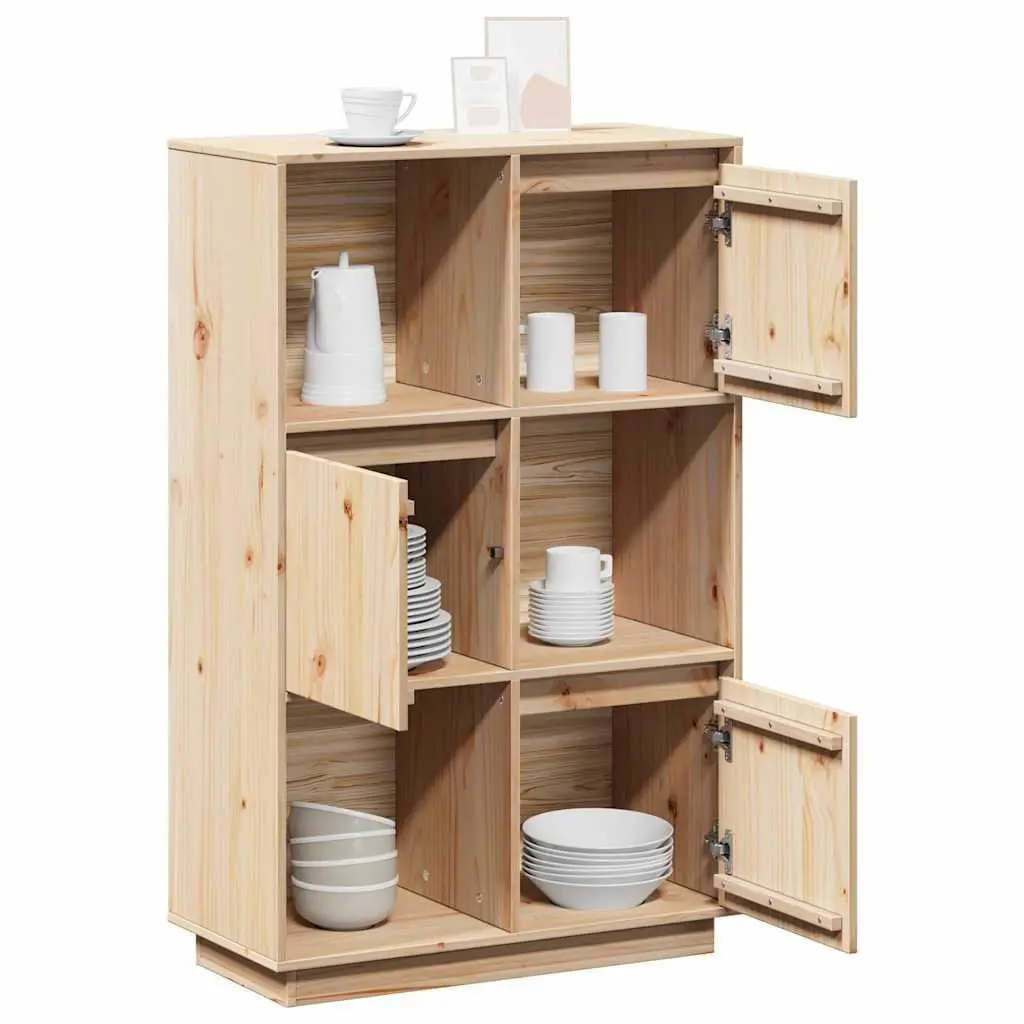 Wooden Highboard Storage Cabinet Brown Solid Pine Sideboard Buffet Furniture