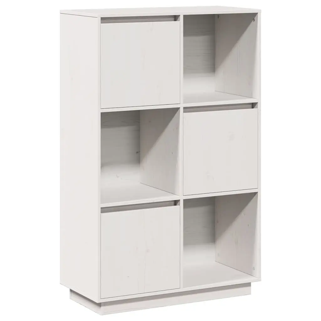 White Solid Pine Wood Highboard Storage Cabinet 74x35x117cm