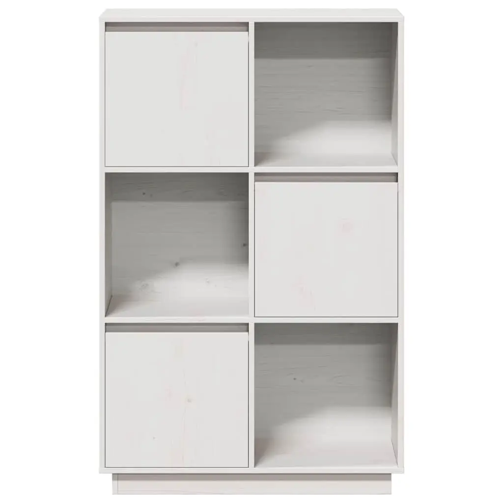 White Solid Pine Wood Highboard Storage Cabinet 74x35x117cm