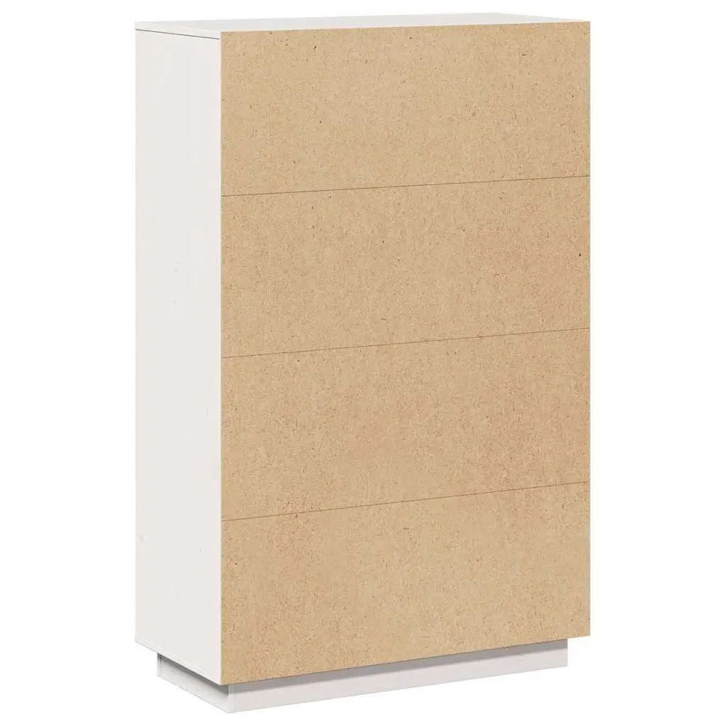 White Solid Pine Wood Highboard Storage Cabinet 74x35x117cm