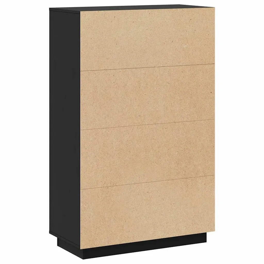 Black Solid Pine Highboard Storage Cabinet
