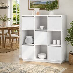 Charming White Highboard Cabinet with 5 Doors