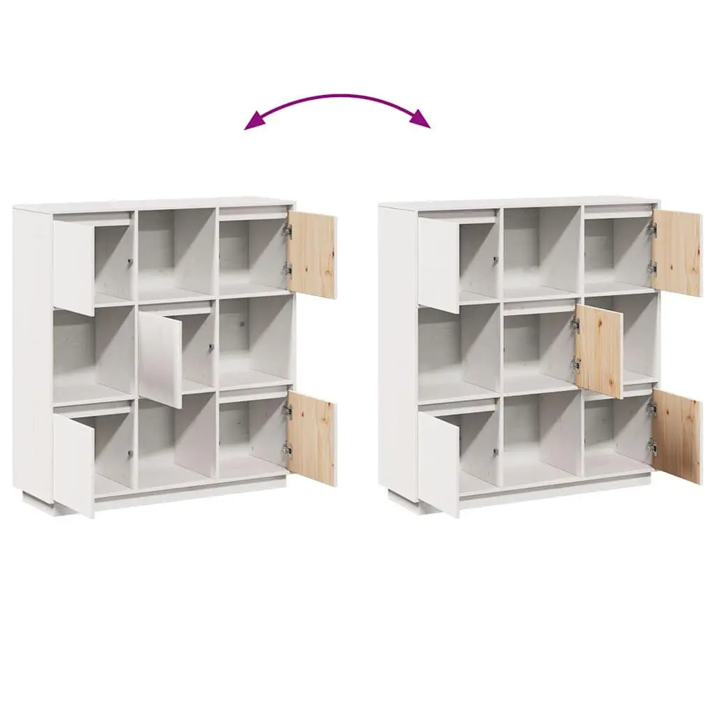 Highboard Cabinet White 5-Door Storage Sideboard Buffet Solid Pine Wood