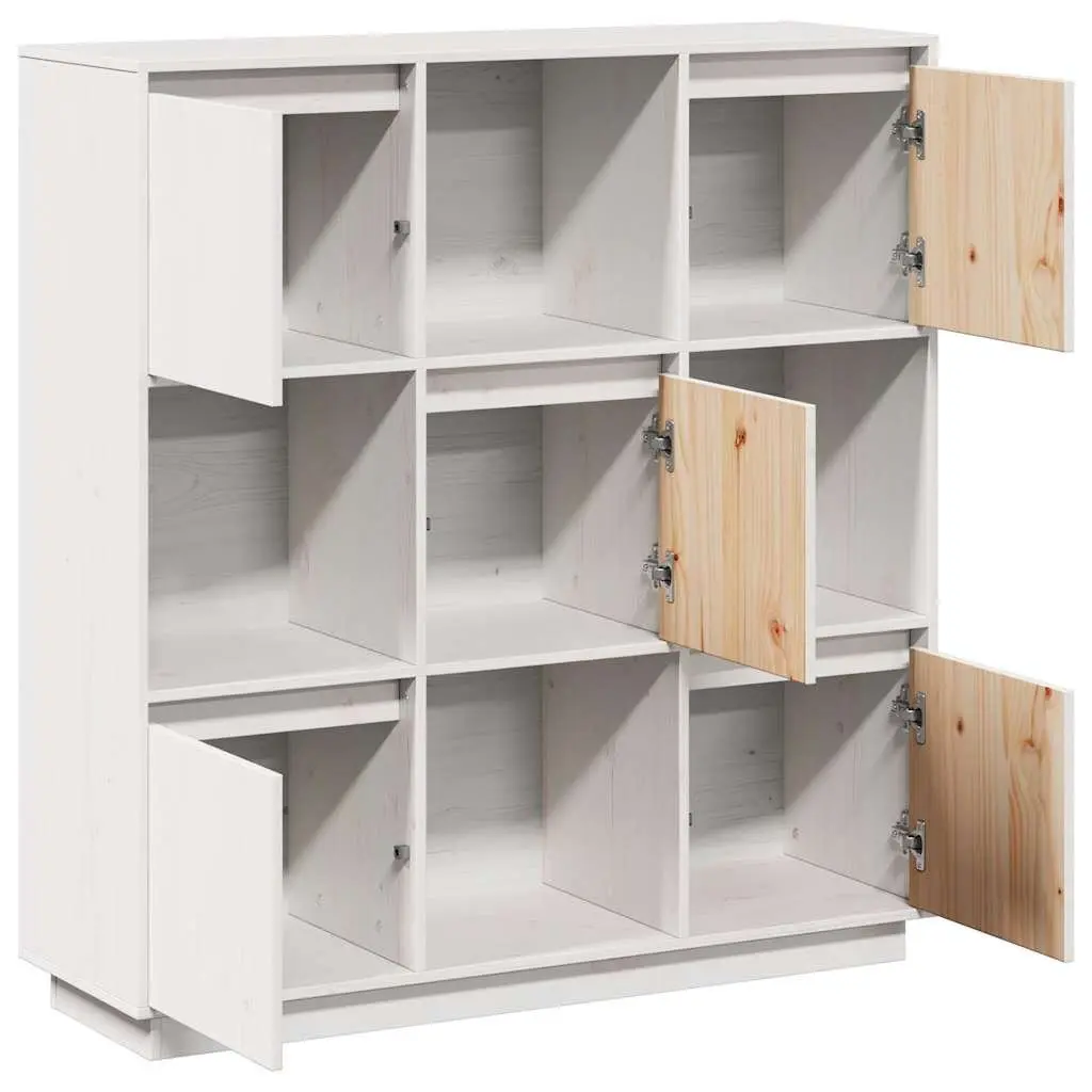 Highboard Cabinet White 5-Door Storage Sideboard Buffet Solid Pine Wood