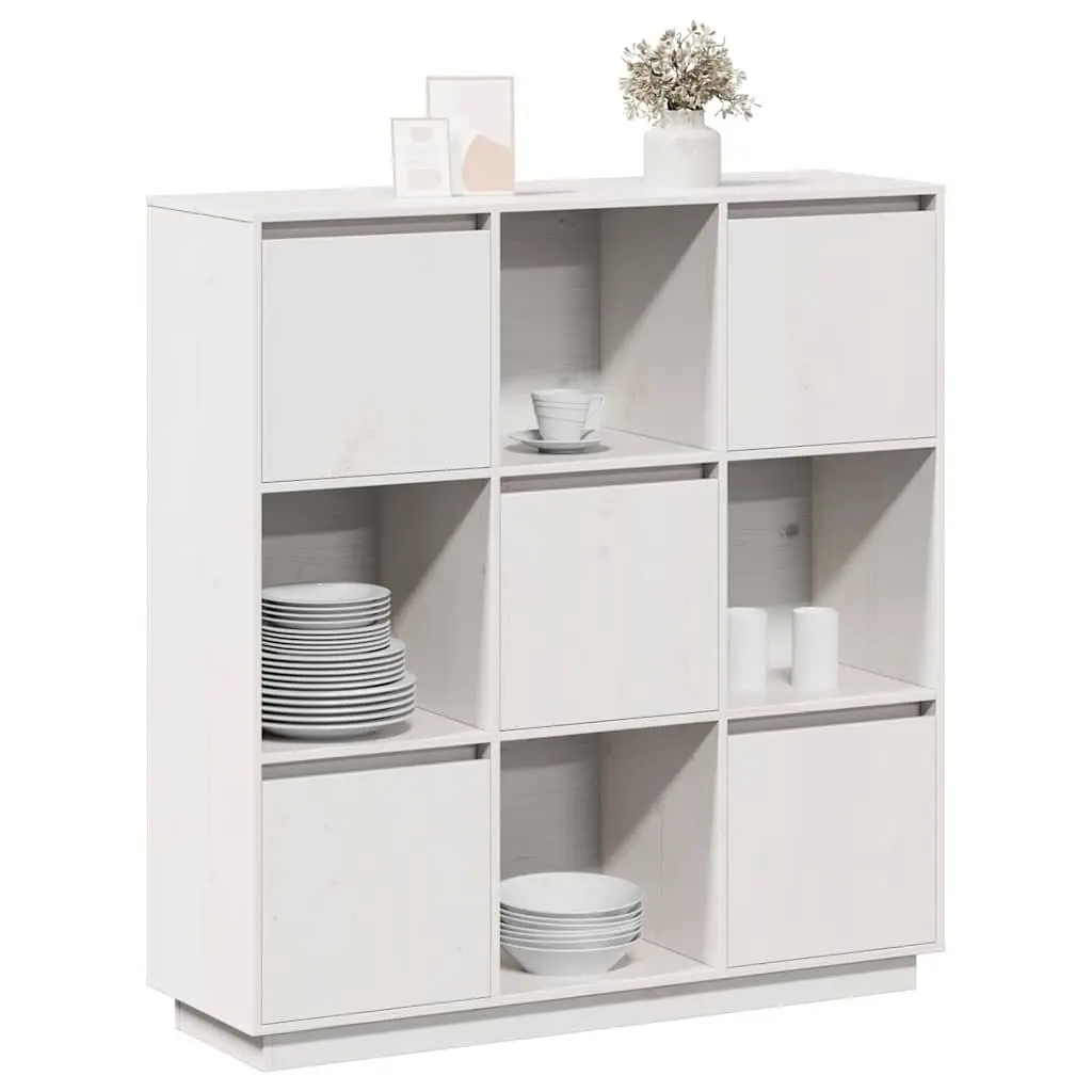 Highboard Cabinet White 5-Door Storage Sideboard Buffet Solid Pine Wood