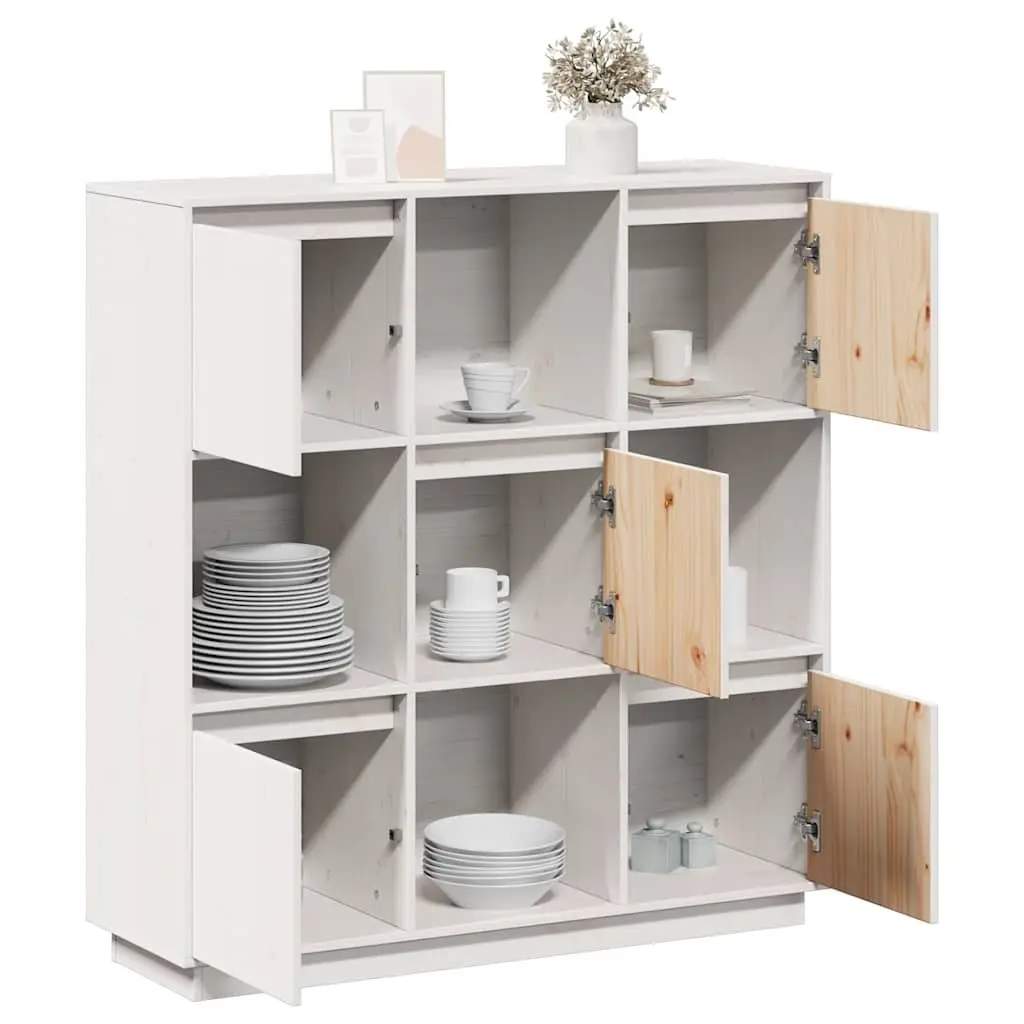 Highboard Cabinet White 5-Door Storage Sideboard Buffet Solid Pine Wood