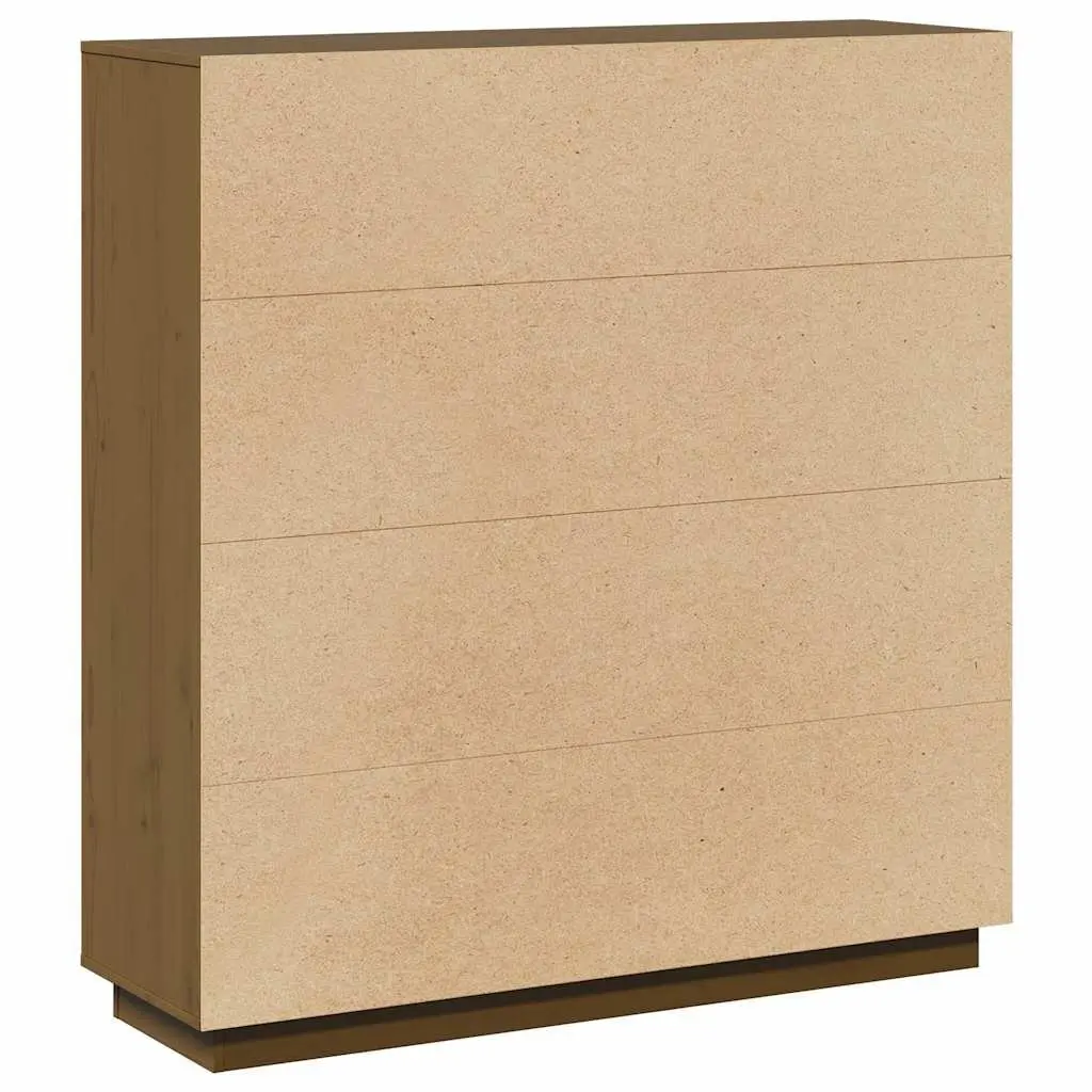 Highboard Storage Cabinet with 5 Doors Brown Solid Pine Wood Modern Furniture