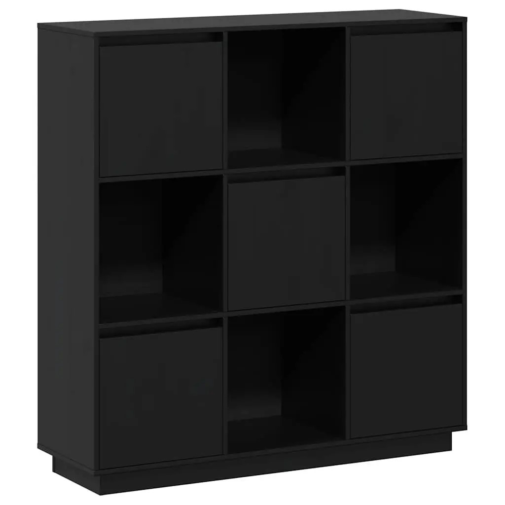 Black Solid Wood Highboard 110.5x35x117 cm with 5 Doors