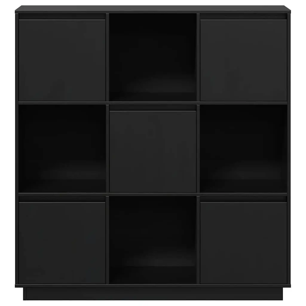 Black Solid Wood Highboard 110.5x35x117 cm with 5 Doors