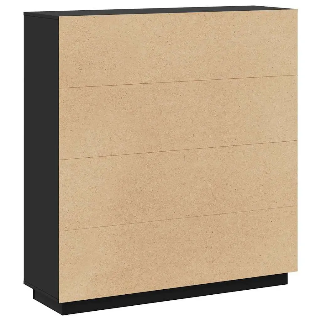 Black Solid Wood Highboard 110.5x35x117 cm with 5 Doors