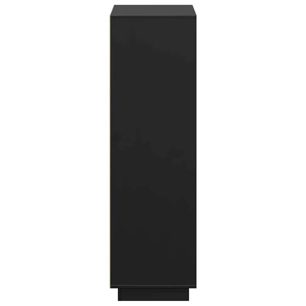 Black Solid Wood Highboard 110.5x35x117 cm with 5 Doors
