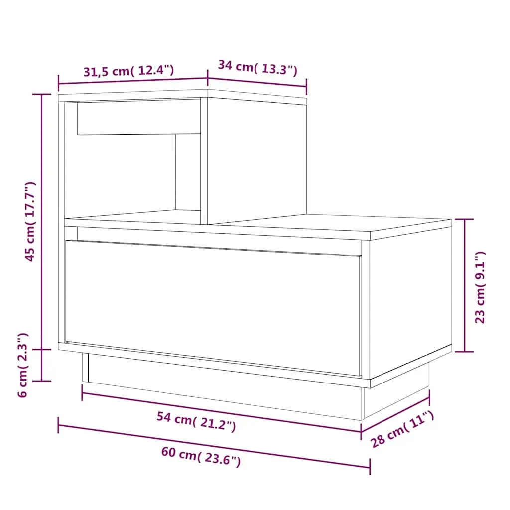 White Bedside Cabinets 2 pcs 60x34x51 cm