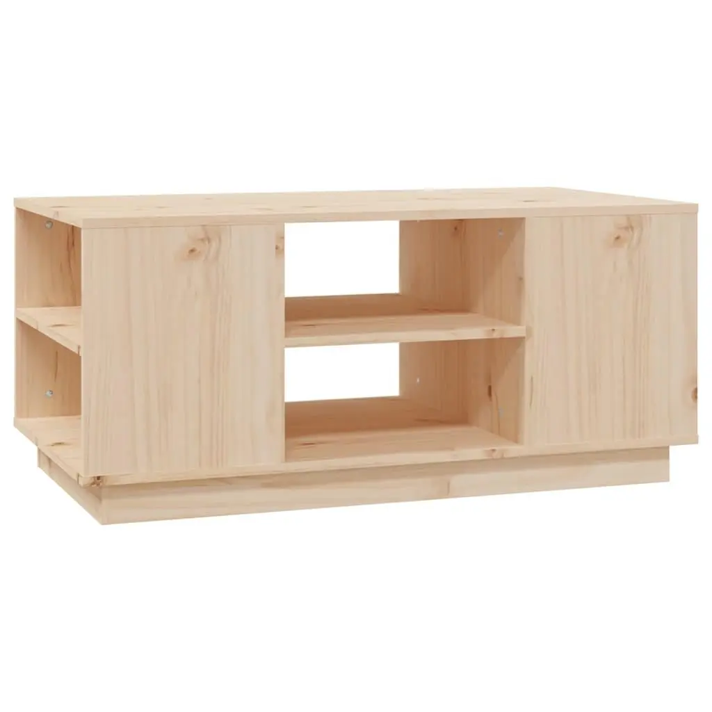 Solid Pine Wood Coffee Table with Storage Compartments