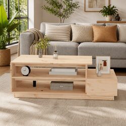 Rustic Brown Coffee Table with Storage Drawers